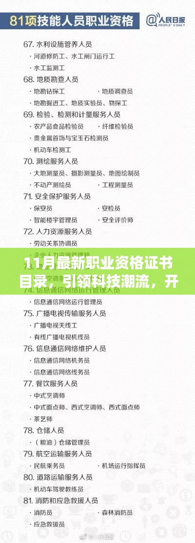 11月最新职业资格证书目录，引领科技潮流，开启智能生活新纪元