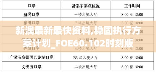 新澳最新最快资料,稳固执行方案计划_FOE60.102时刻版