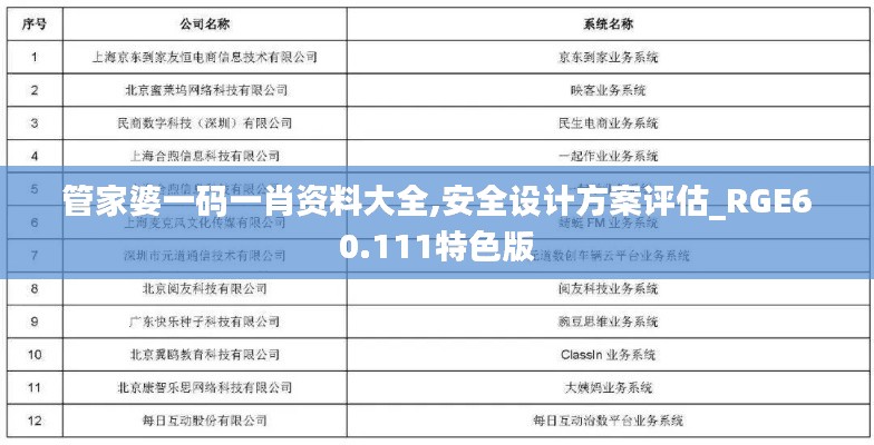 管家婆一码一肖资料大全,安全设计方案评估_RGE60.111特色版