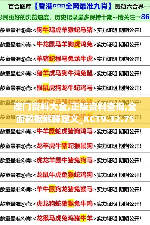 澳门资料大全,正版资料查询,全面数据解释定义_KCT9.32.75大师版