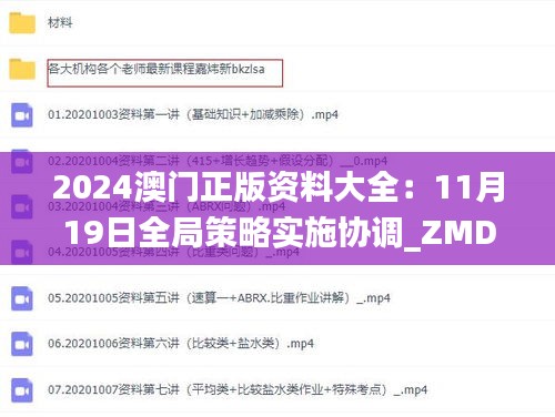 2024澳门正版资料大全：11月19日全局策略实施协调_ZMD3.27.91生活版