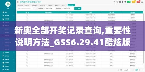 新奥全部开奖记录查询,重要性说明方法_GSS6.29.41酷炫版