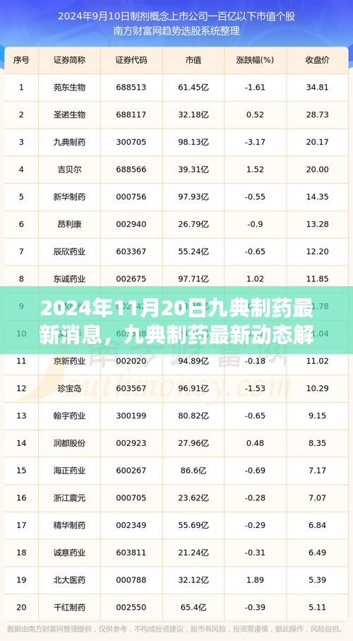 九典制药最新动态解析，聚焦机遇与挑战，洞悉未来发展趋势（2024年11月20日）