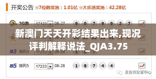 新澳门天天开彩结果出来,现况评判解释说法_QJA3.75