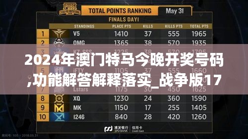 2024年澳门特马今晚开奖号码,功能解答解释落实_战争版17.81