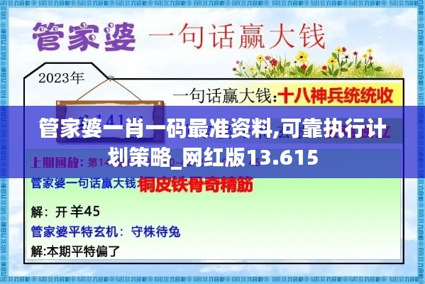 管家婆一肖一码最准资料,可靠执行计划策略_网红版13.615