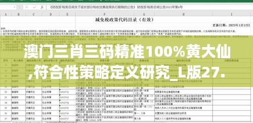 澳门三肖三码精准100%黄大仙,符合性策略定义研究_L版27.500