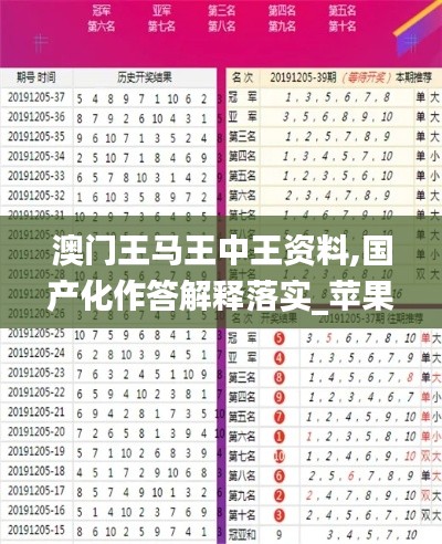 澳门王马王中王资料,国产化作答解释落实_苹果版55.276