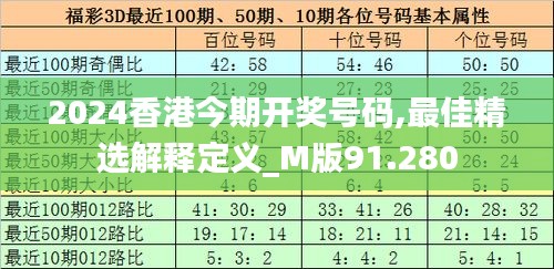 2024香港今期开奖号码,最佳精选解释定义_M版91.280