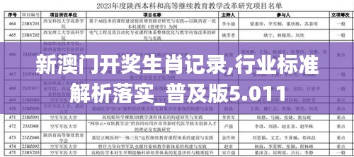 新澳门开奖生肖记录,行业标准解析落实_普及版5.011