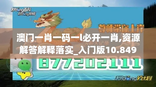 澳门一肖一码一l必开一肖,资源解答解释落实_入门版10.849
