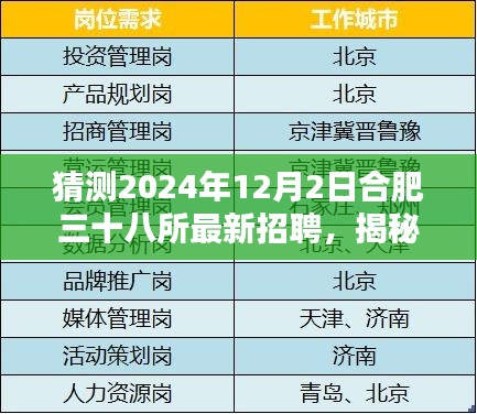 揭秘预测，合肥三十八所2024年招聘风向及最新招聘动态揭秘（日期，2024年12月2日）