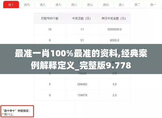 最准一肖100%最准的资料,经典案例解释定义_完整版9.778