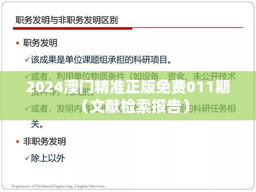 2024澳门精准正版免费011期（文献检索报告）