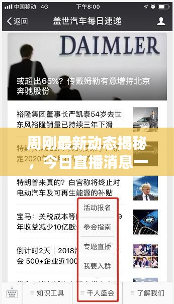 周刚最新动态揭秘，今日直播消息一网打尽