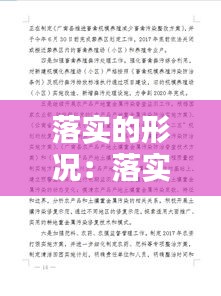 落实的形况：落实存在的问题及建议 