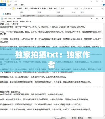 独家拍摄txt：独家作者 