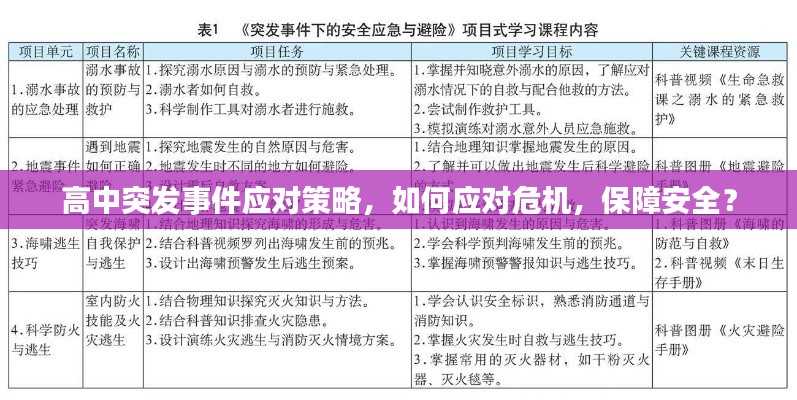 高中突发事件应对策略，如何应对危机，保障安全？