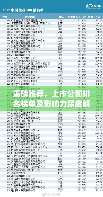 重磅推荐，上市公司排名榜单及影响力深度解析