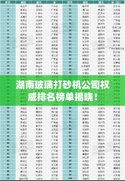 湖南玻璃打砂机公司权威排名榜单揭晓！