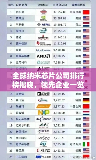 全球纳米芯片公司排行榜揭晓，领先企业一览无余
