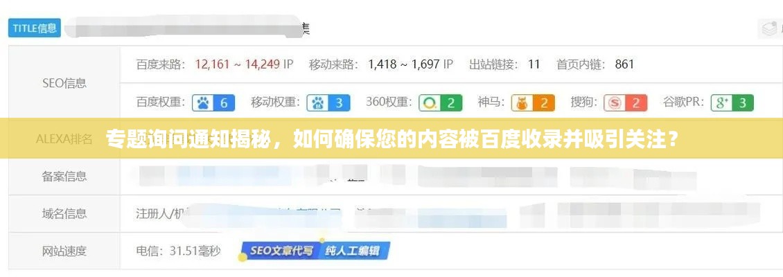 专题询问通知揭秘，如何确保您的内容被百度收录并吸引关注？