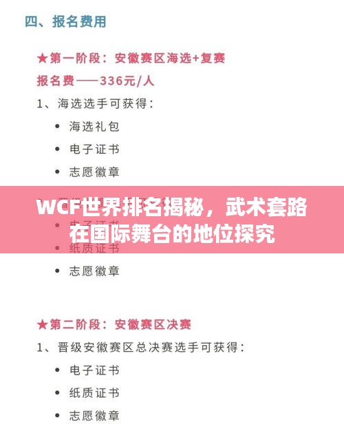 WCF世界排名揭秘，武术套路在国际舞台的地位探究