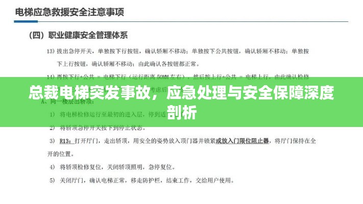总裁电梯突发事故，应急处理与安全保障深度剖析