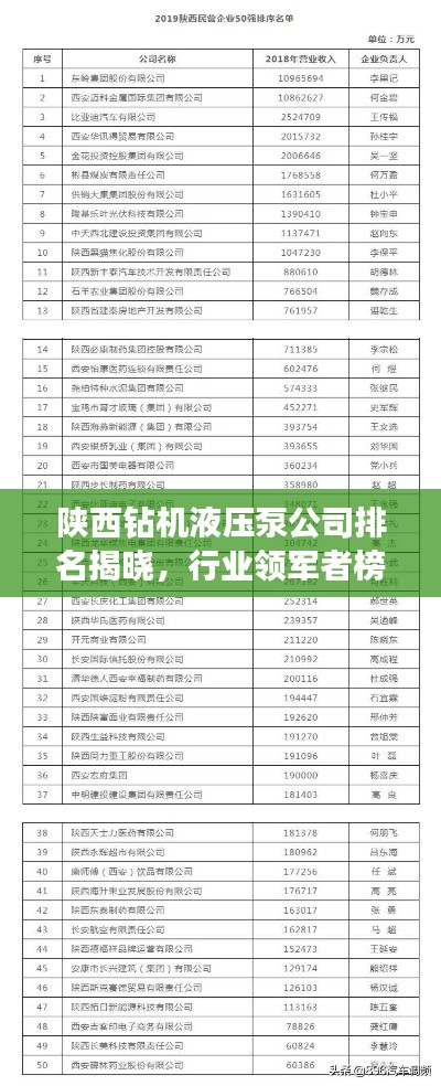陕西钻机液压泵公司排名揭晓，行业领军者榜单揭秘！