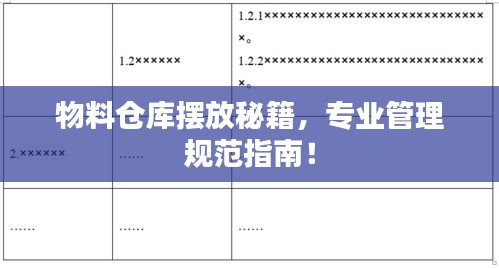物料仓库摆放秘籍，专业管理规范指南！