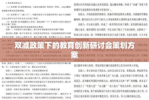 双减政策下的教育创新研讨会策划方案