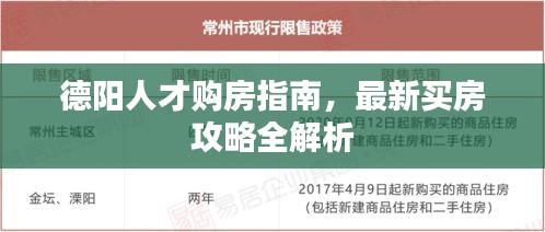 德阳人才购房指南，最新买房攻略全解析