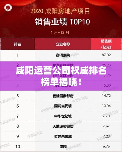 咸阳运营公司权威排名榜单揭晓！