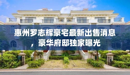 惠州罗志辉豪宅最新出售消息，豪华府邸独家曝光