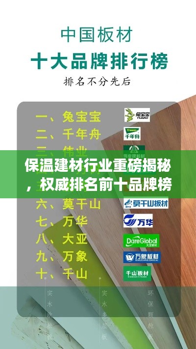 保温建材行业重磅揭秘，权威排名前十品牌榜单！